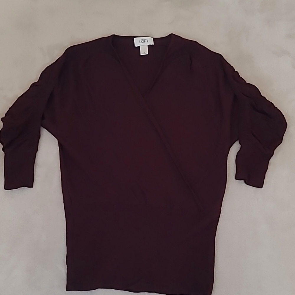Ann Taylor Loft Women's Small Top 3/4 Sleeve V-neck